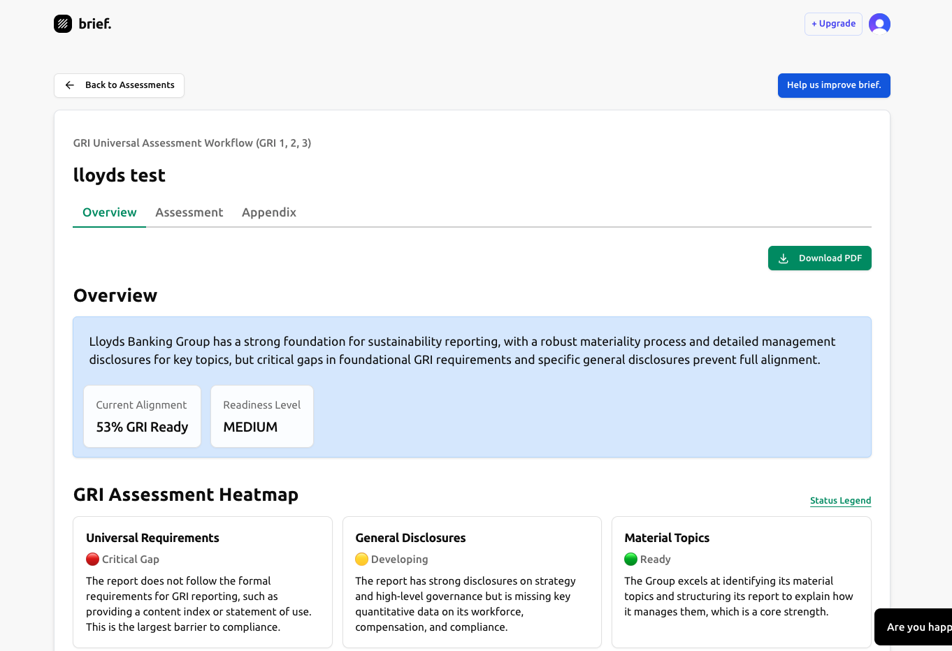 ESG Assessment Form - Detailed assessment questionnaire interface